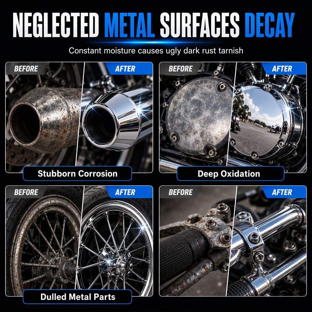 🏍️ Motorcycle Chrome Polish & Metal Restorer – Shine & Surface Care