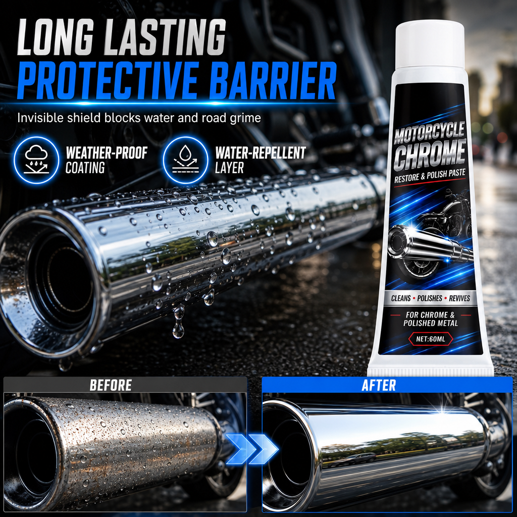 🏍️ Motorcycle Chrome Polish & Metal Restorer – Shine & Surface Care