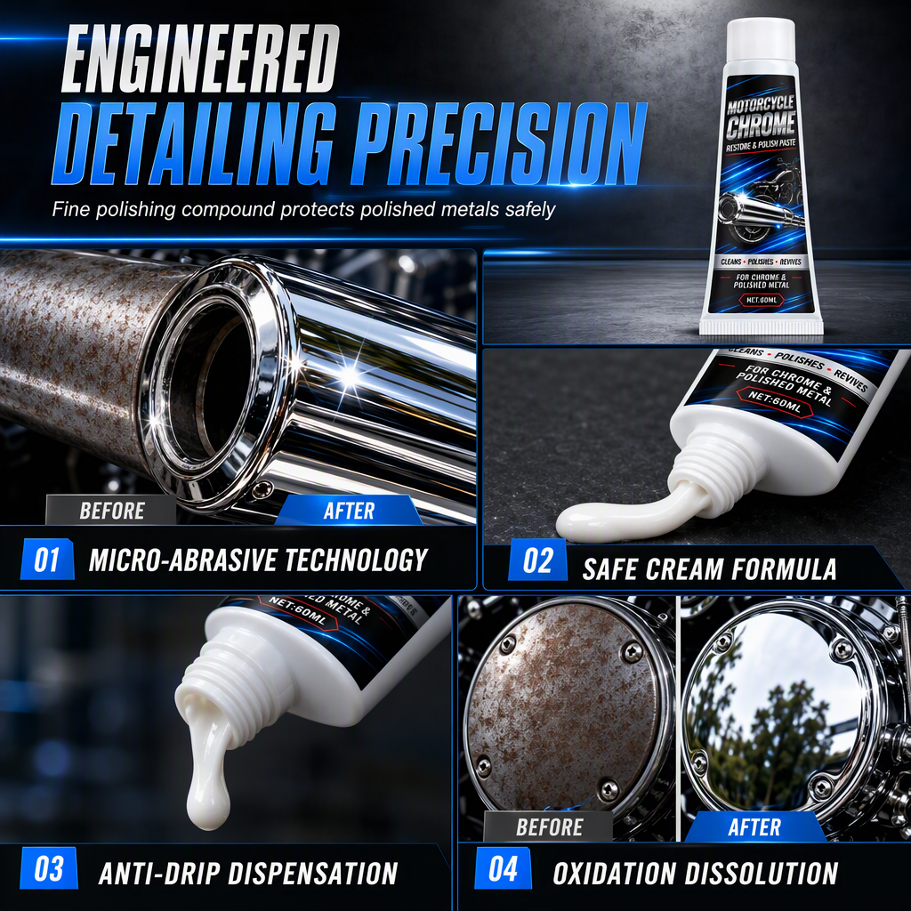 🏍️ Motorcycle Chrome Polish & Metal Restorer – Shine & Surface Care