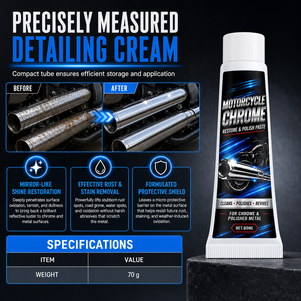 🏍️ Motorcycle Chrome Polish & Metal Restorer – Shine & Surface Care